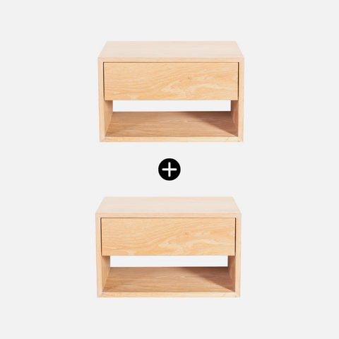 Copenhagen Floating Bedside Table Combo - Light Oak