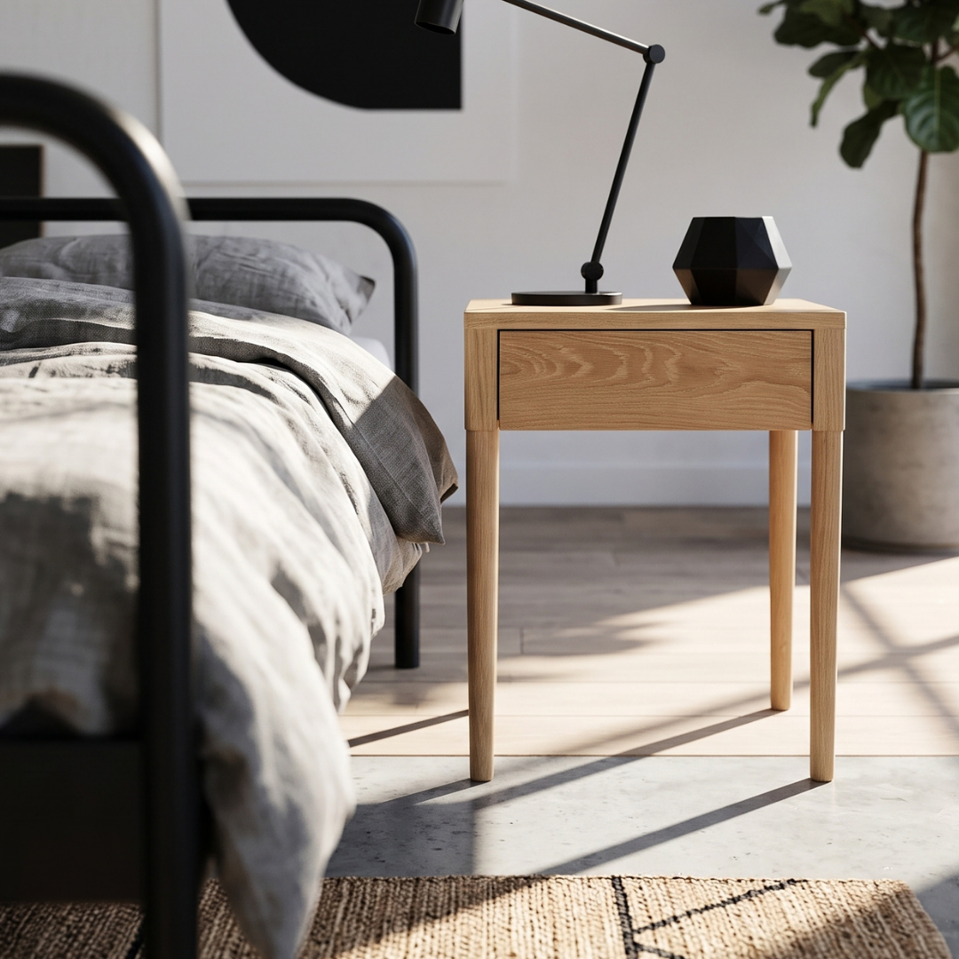 Aaron Solid Oak Bedside Table - Light Oak