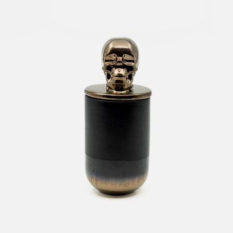 Backbone Human Skull Canister - Black & Bronze