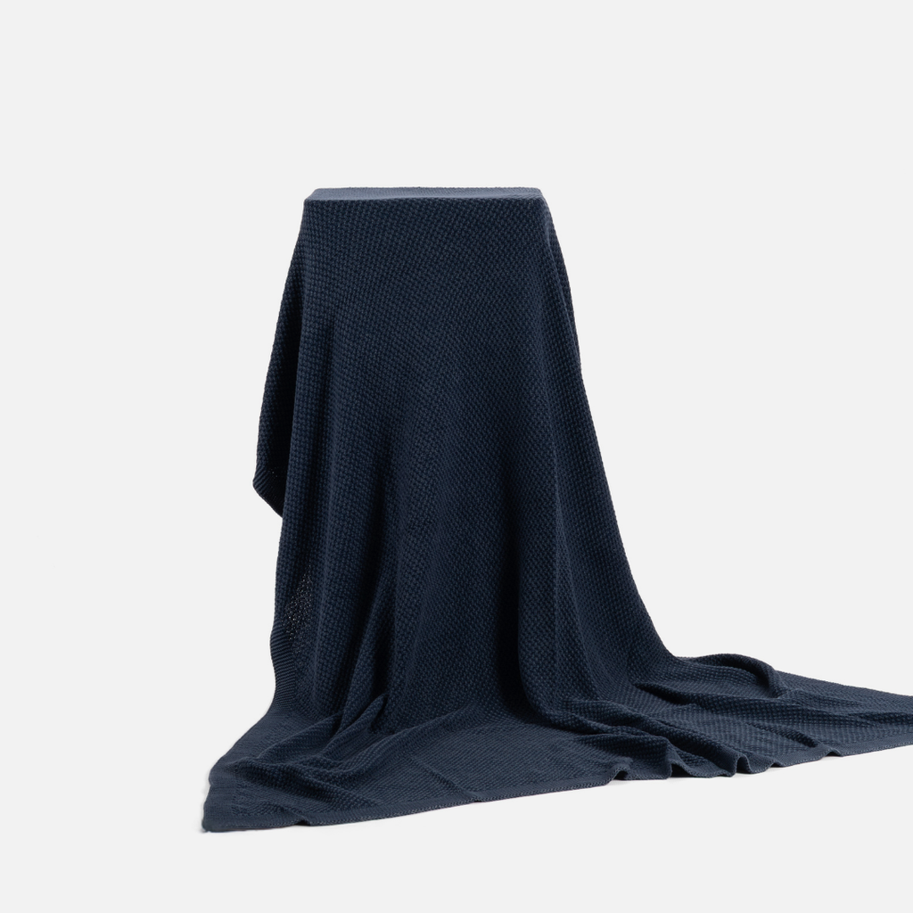 Thick Cotton Throw - Navy