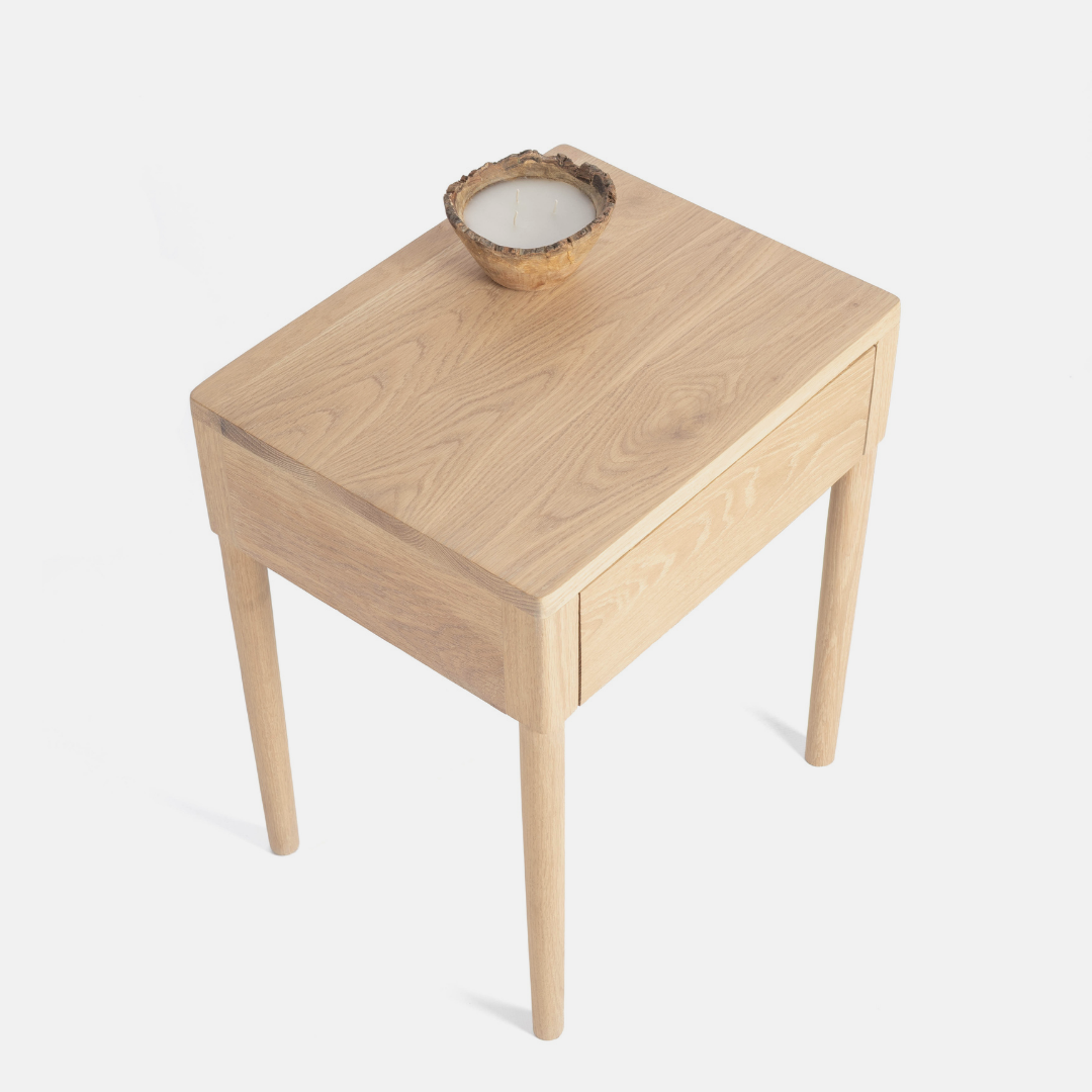 Aaron Solid Oak Bedside Table - Light Oak