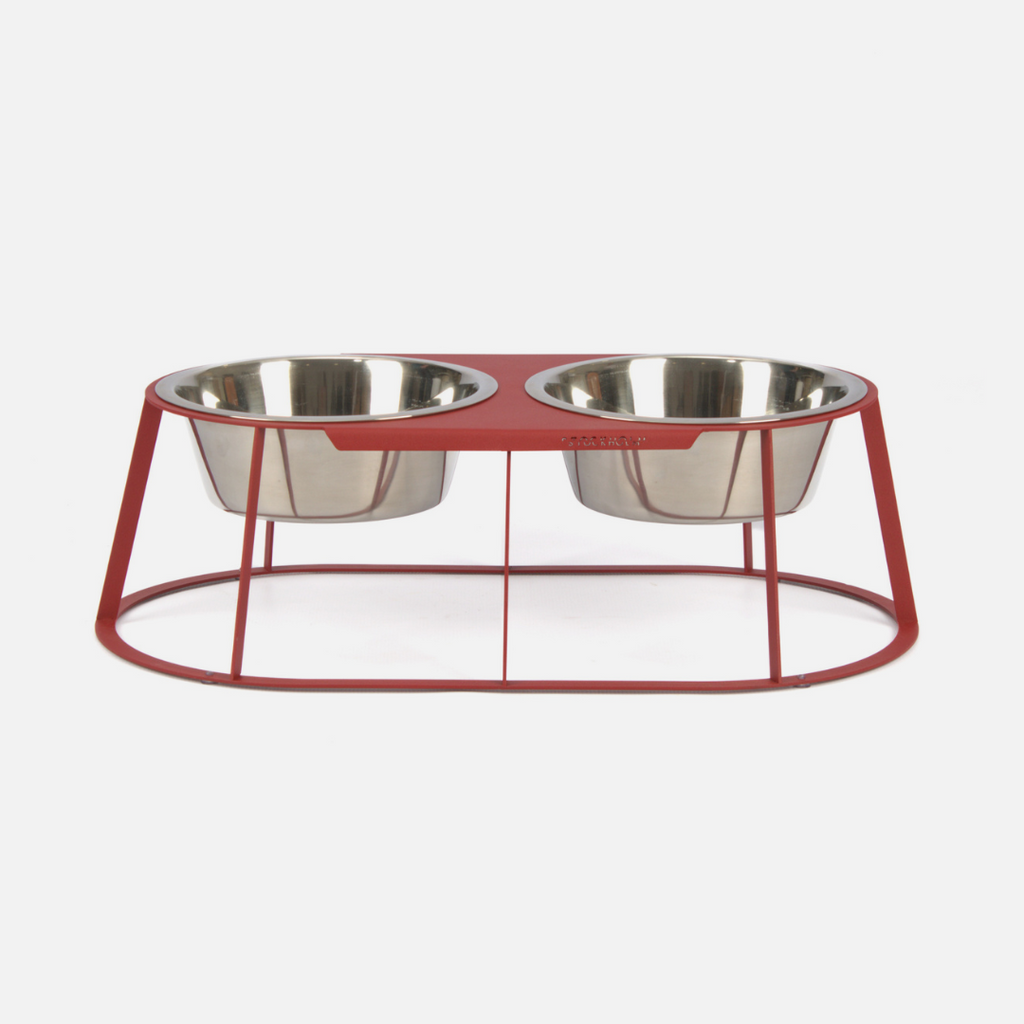 Stockholm Twin Pet Feeder - Matte Red