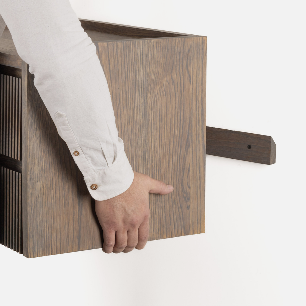 The Monolith Floating Bedside - Smoke Brown Oak