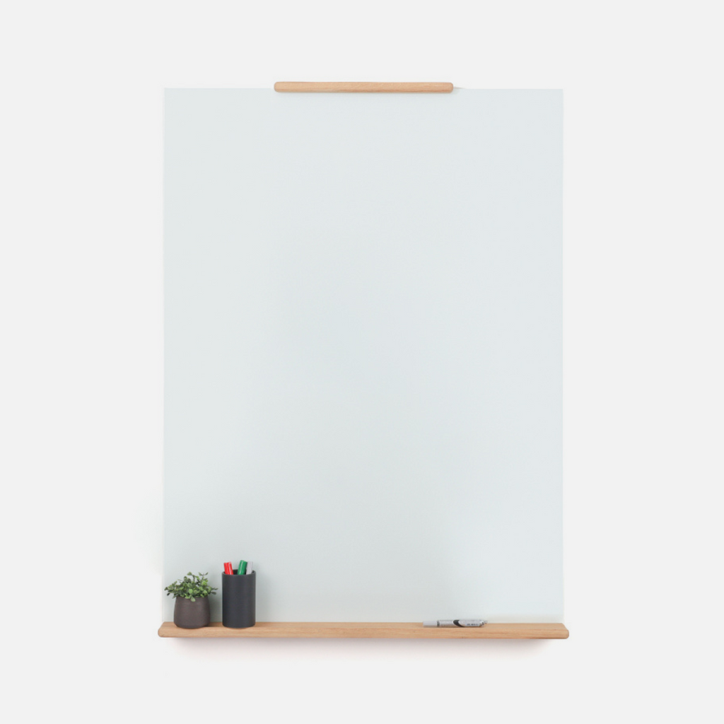 Madison Glass Whiteboard - Oak Shelf