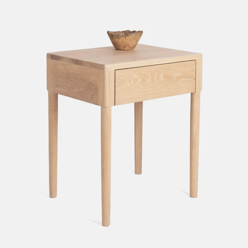 Aaron Solid Oak Bedside Table - Light Oak
