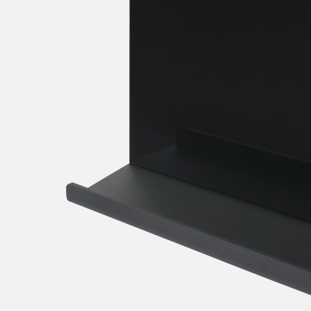 Madison Black Glass Whiteboard - Steel Shelf