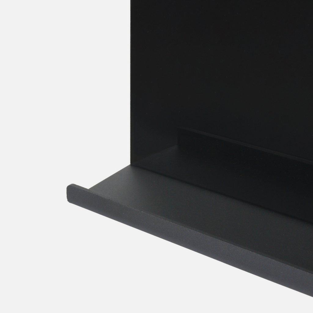 Madison Black Glass Whiteboard - Steel Shelf