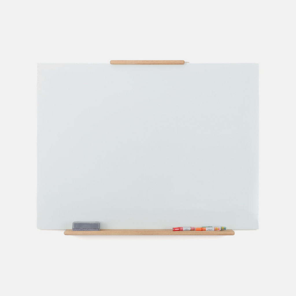 Madison Glass Whiteboard - Oak Shelf