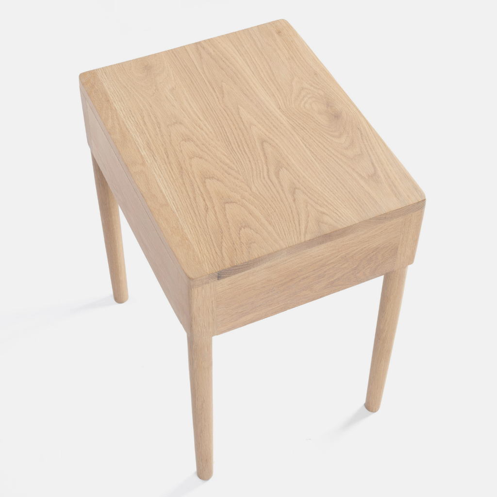 Aaron Solid Oak Bedside Table - Light Oak