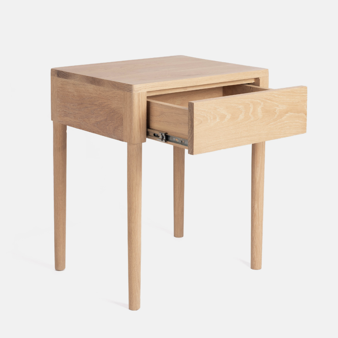 Aaron Solid Oak Bedside Table - Light Oak