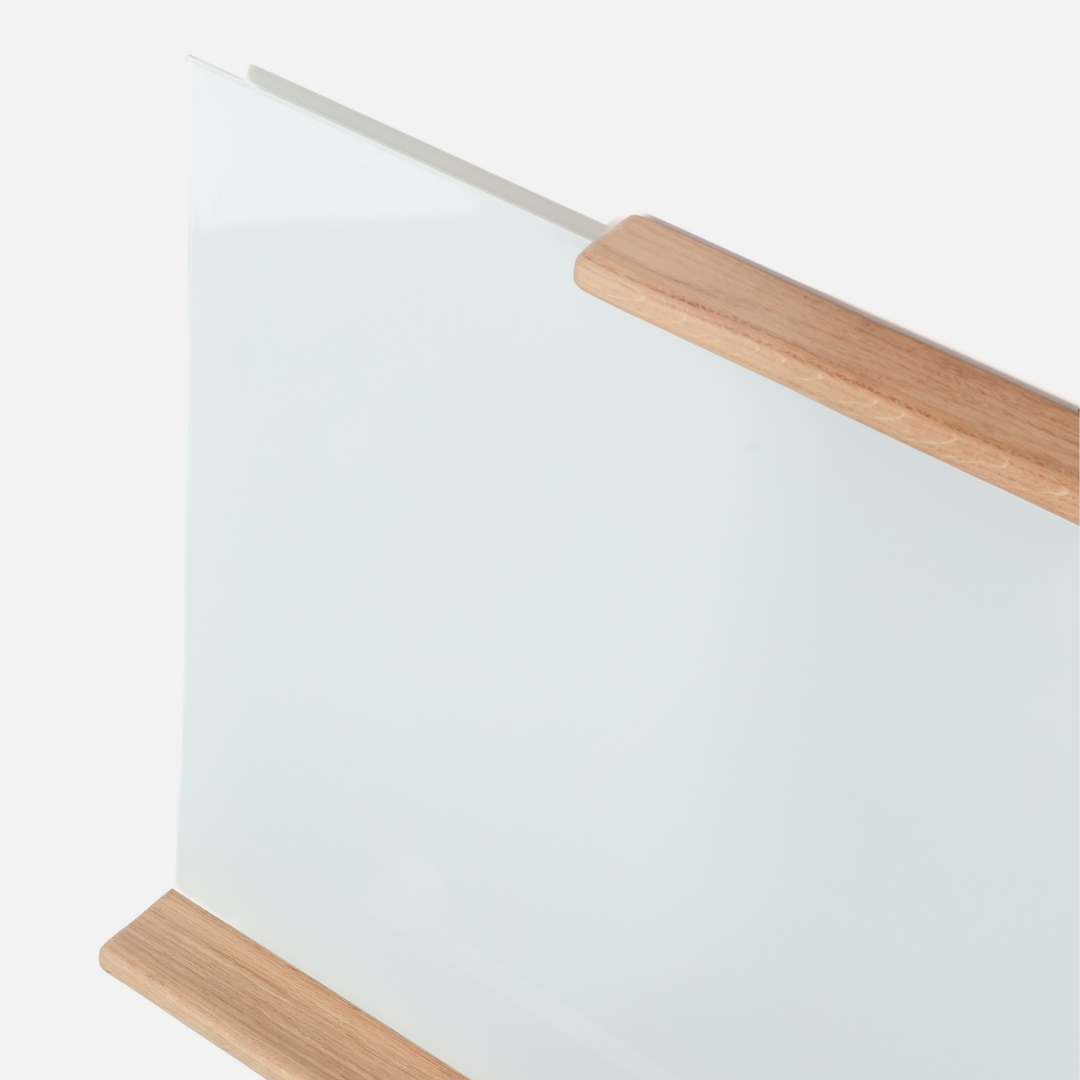 Madison Glass Whiteboard - Oak Shelf