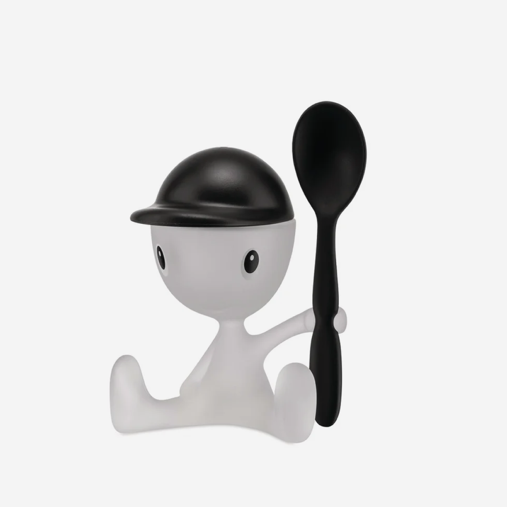 Alessi Cico Egg Cup & Spoon - Black & White