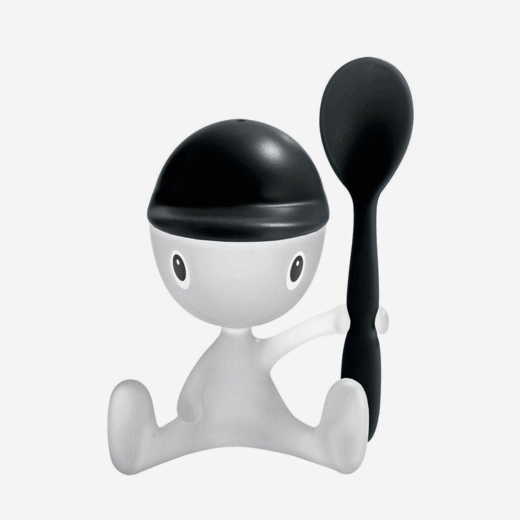 Alessi Cico Egg Cup & Spoon - Black & White