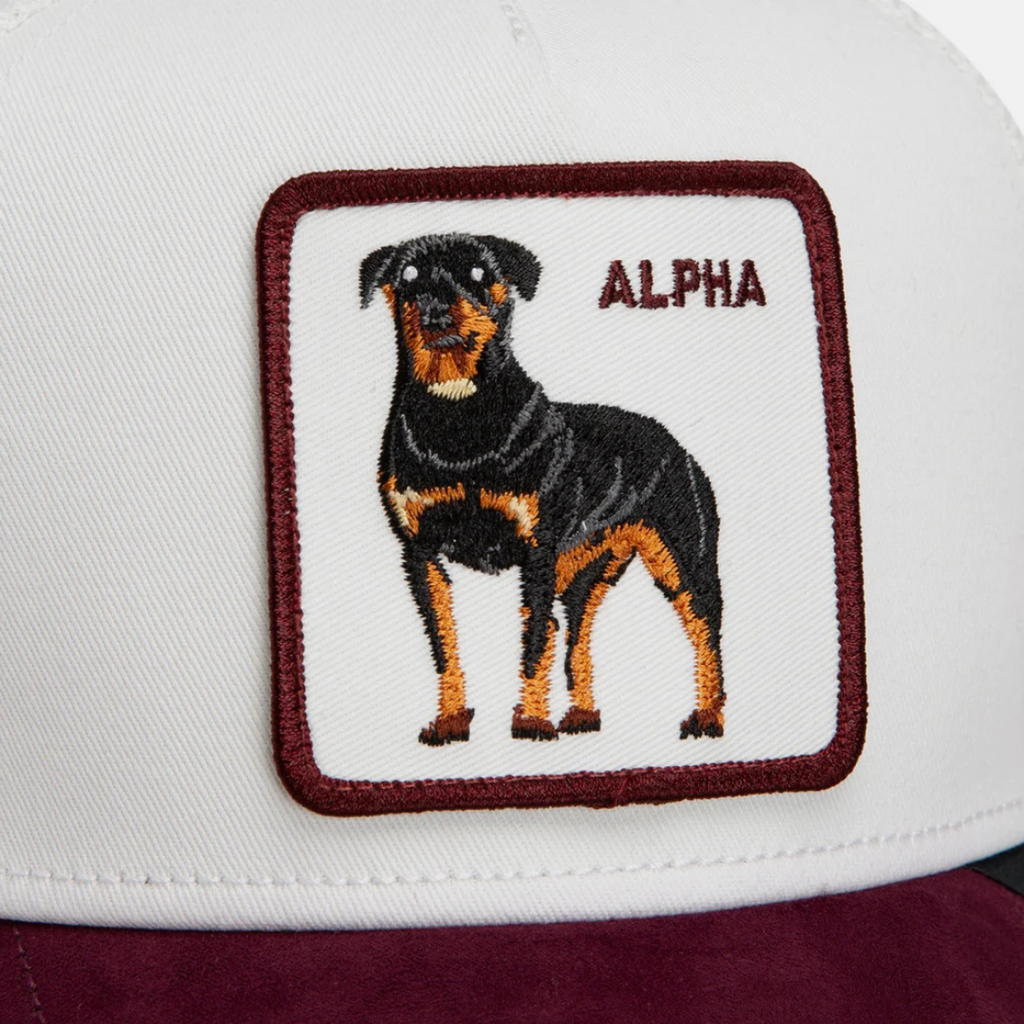 Alpha Suede Trucker - White & Burgundy