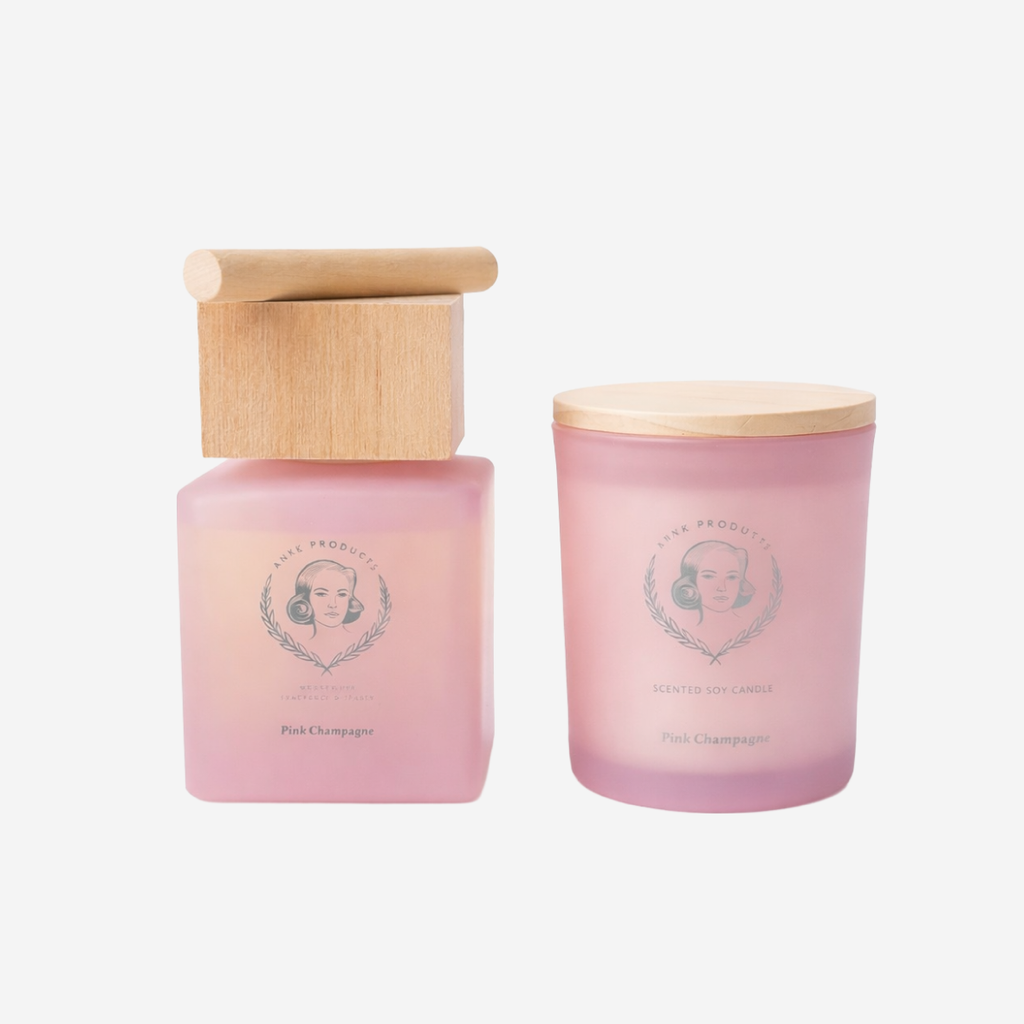 2 in 1 Wooden Top Diffuser & Soy Candle Gift Set - Pink Champagne