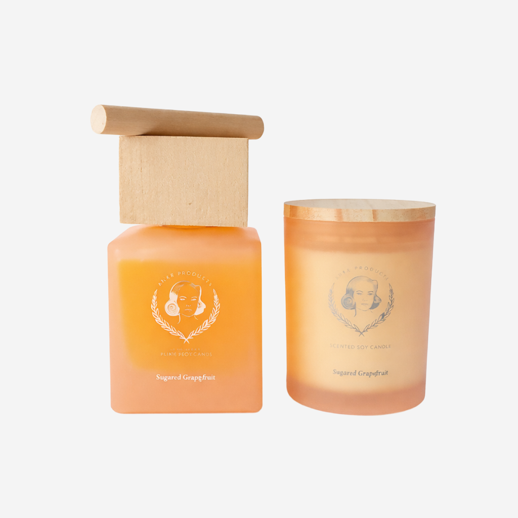 2 in 1 Wooden Top Diffuser & Soy Candle Gift Set - Sugared Grapefruit