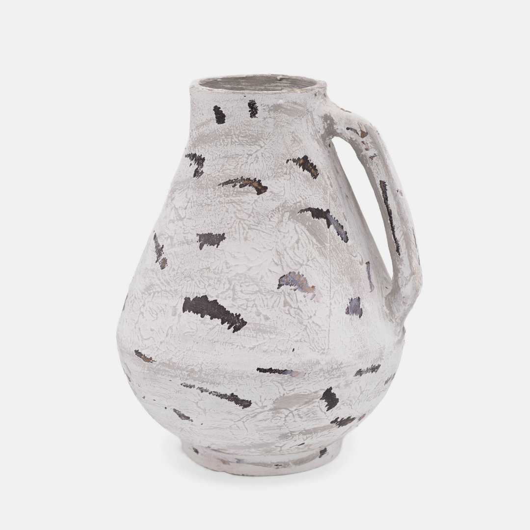 Antique Terracotta Vase Medium - Black and White