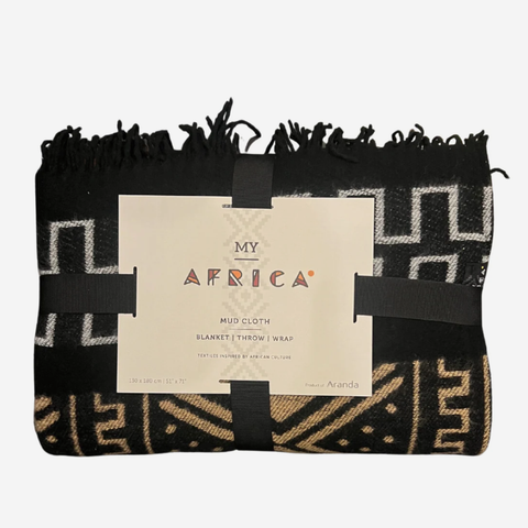 Amanda Mud Cloth Throw - Black & Natural