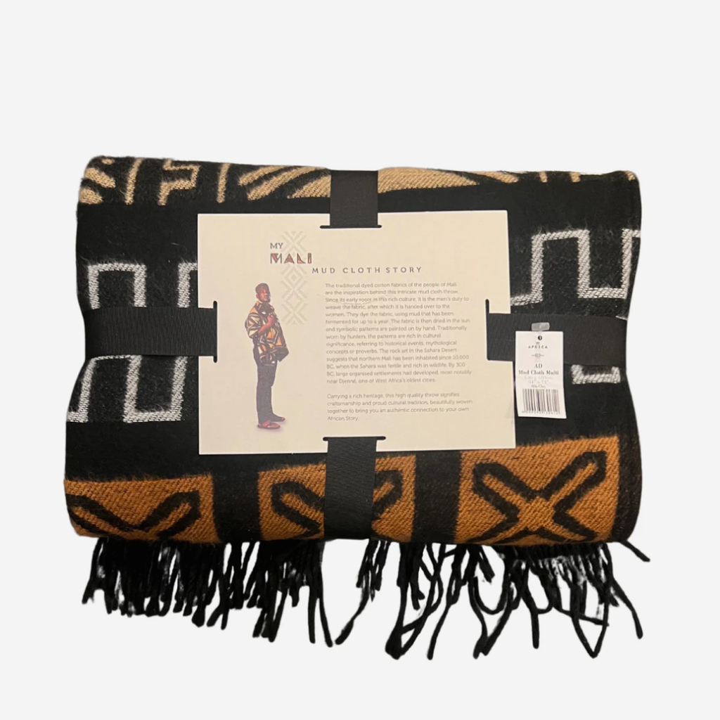 Amanda Mud Cloth Throw - Black & Natural