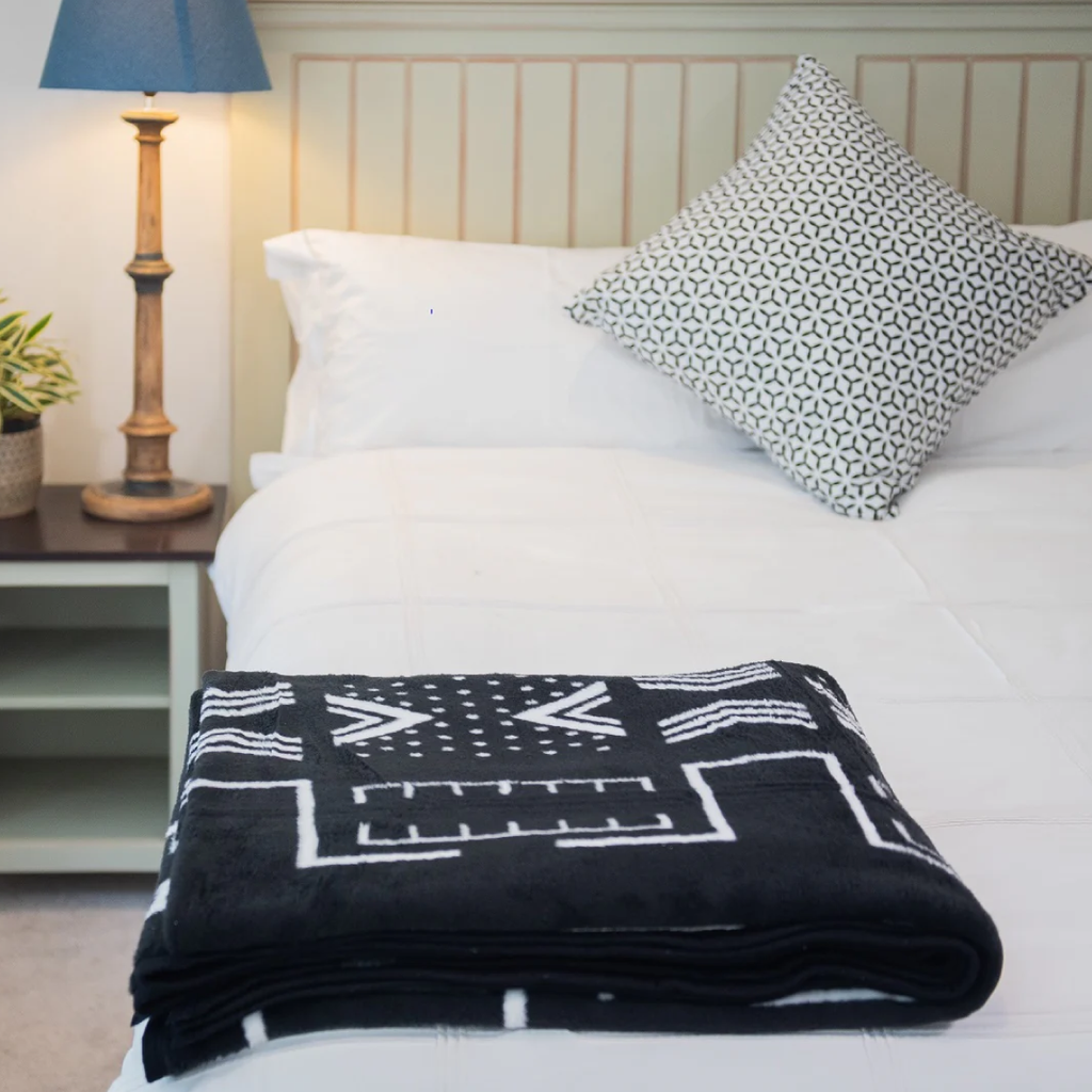 Mali Mud Cloth Blanket - Black & White