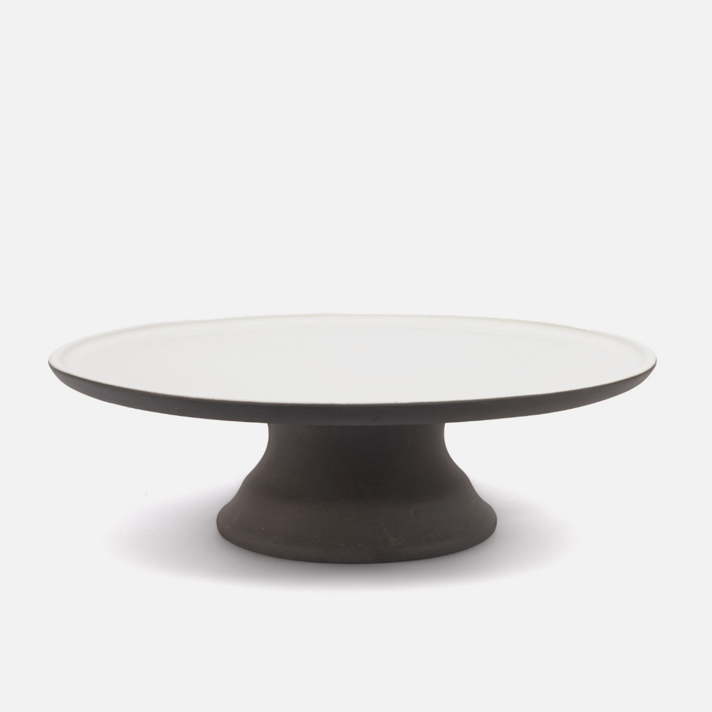 Cake Stand - Black / White Glaze