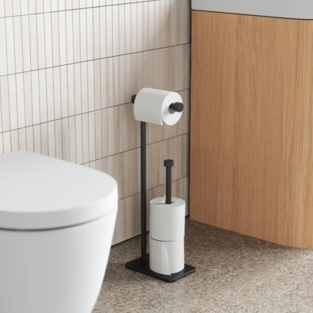 Cappa Toilet Paper Holder & Reserve - Black
