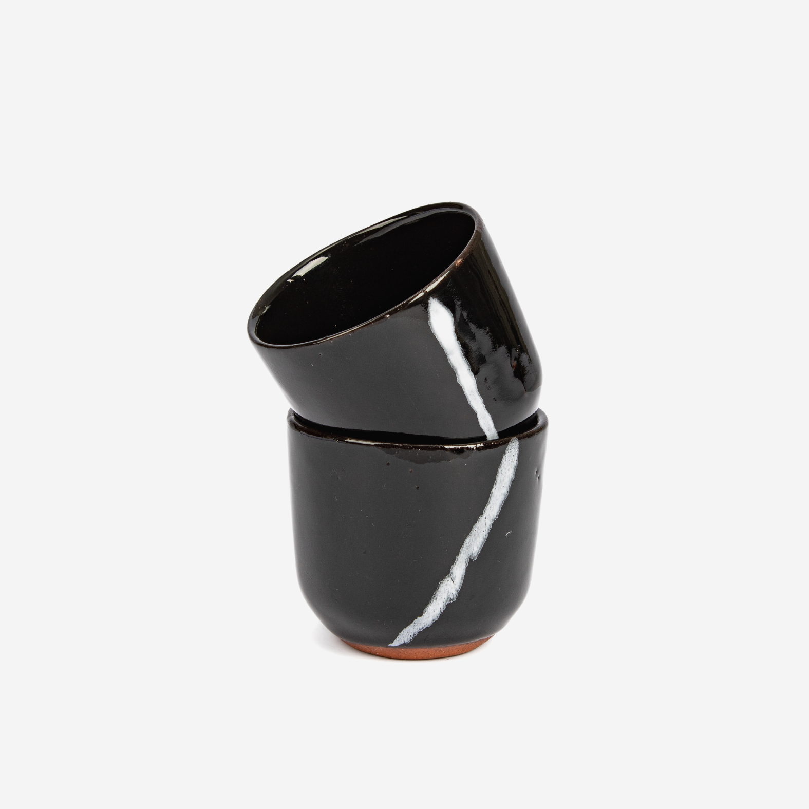 Tea Cup - Black w/ White Line