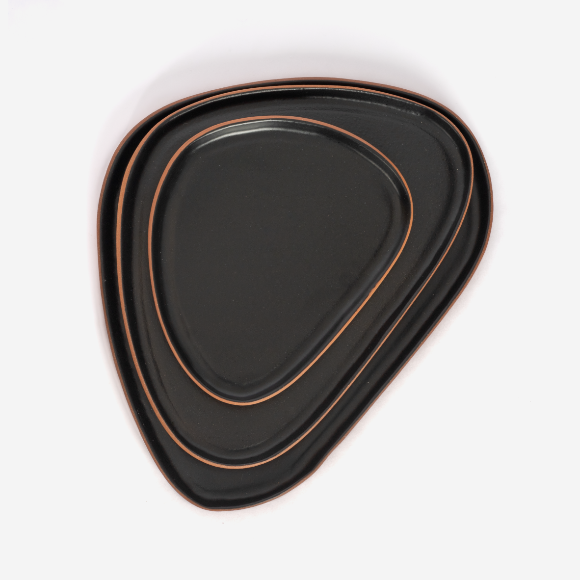 Ceres 3 Piece Terracotta Platter Set - Matte Black