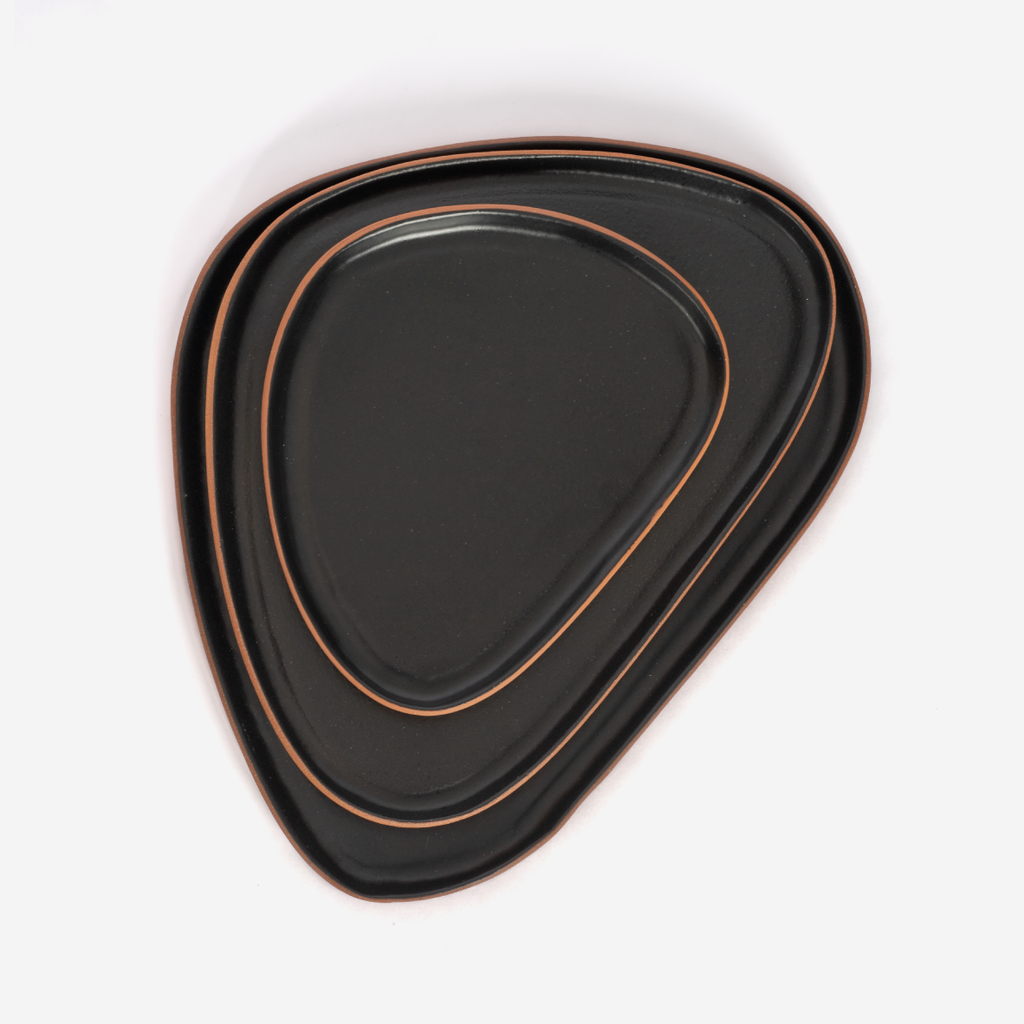 Ceres 3 Piece Terracotta Platter Set - Matte Black