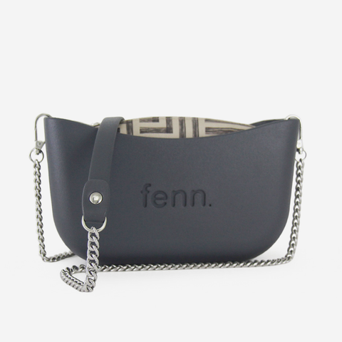 Classic Handbag - Charcoal - Silver Chain - Pattern