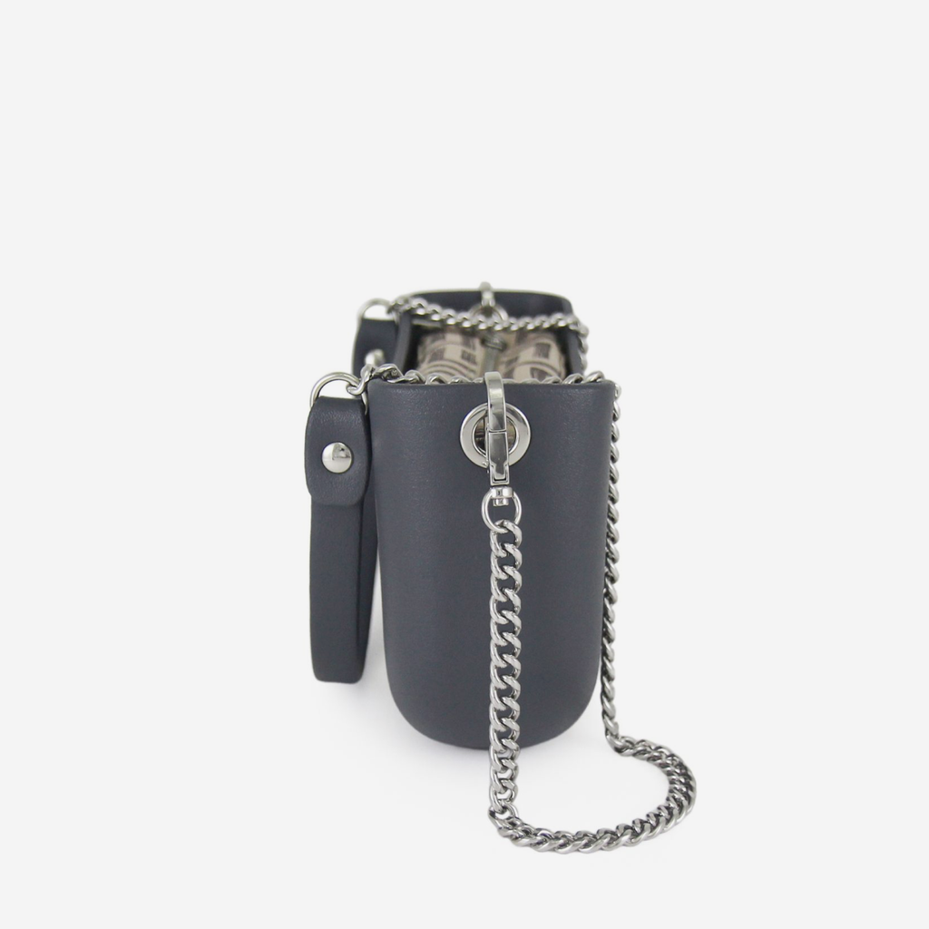 Classic Handbag - Charcoal - Silver Chain - Pattern