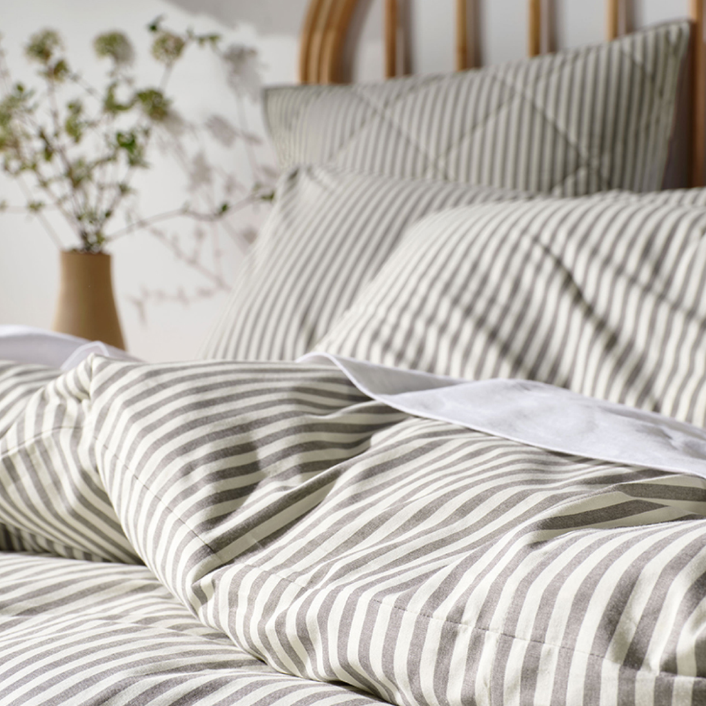 Classic Stripe Duvet Cover Set - Charcoal