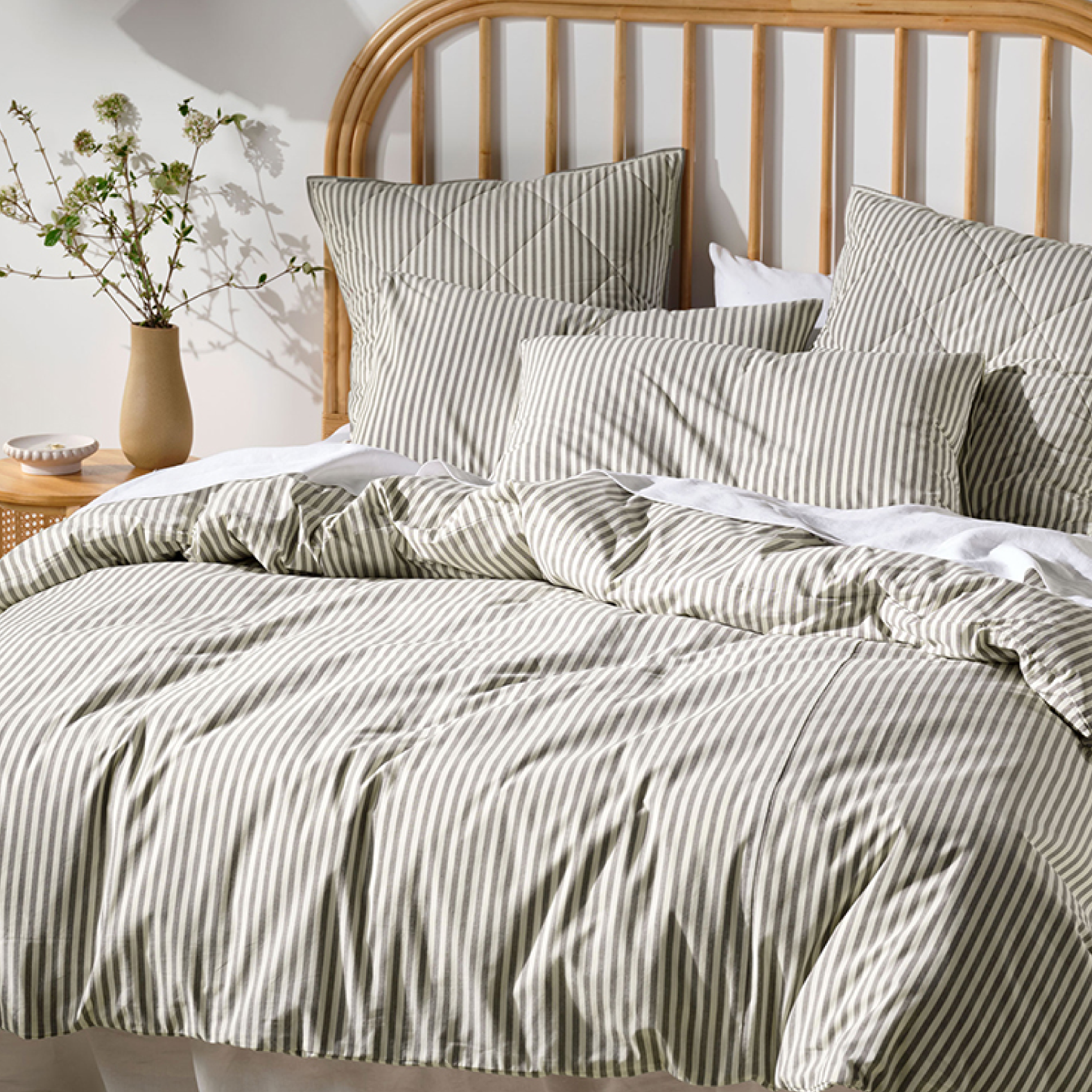 Classic Stripe Duvet Cover Set - Charcoal