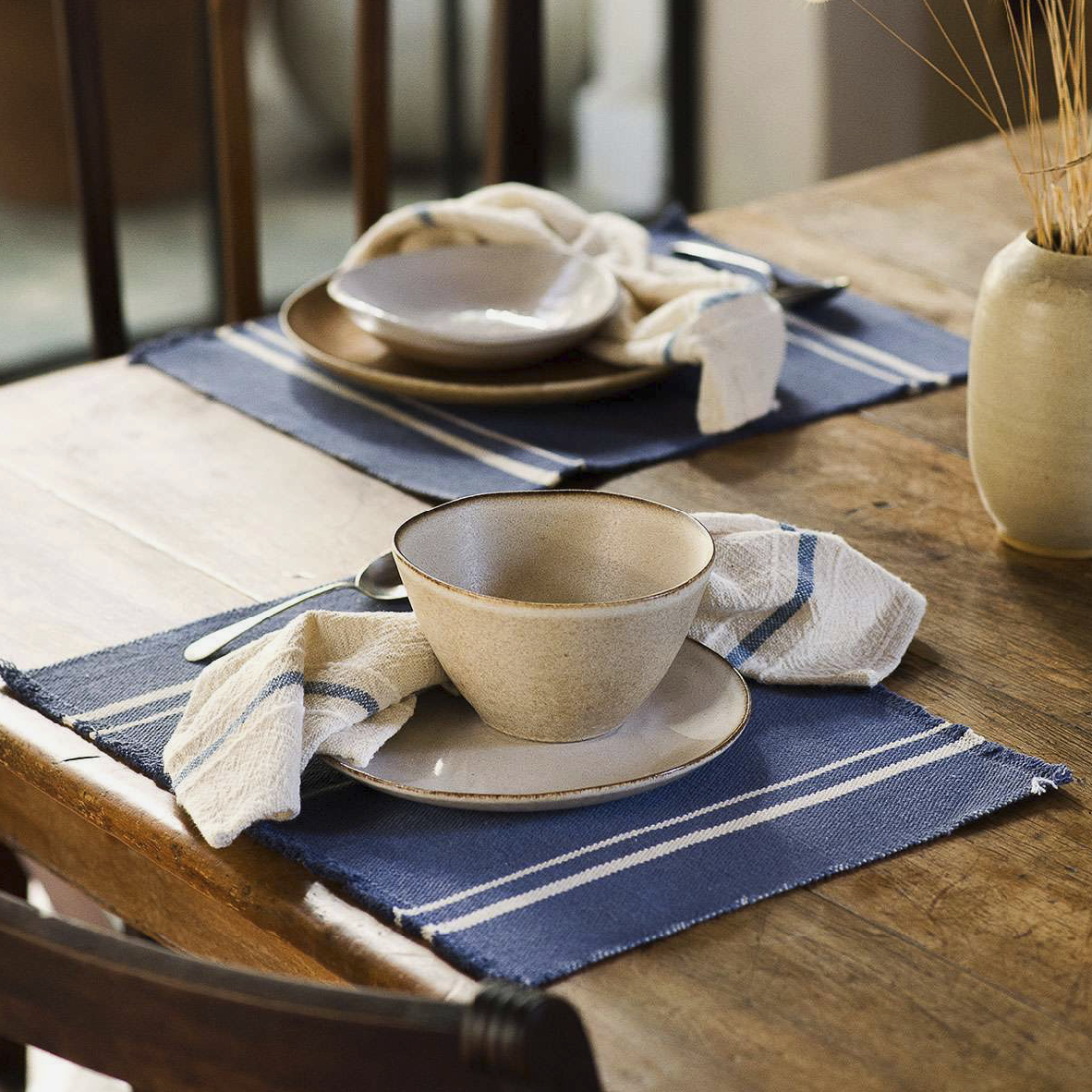 Contemporary Placemat With Stripes - Indigo