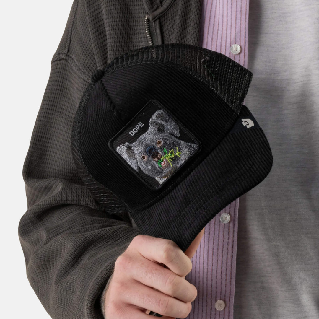 Dope Koala Corduroy Trucker - Black
