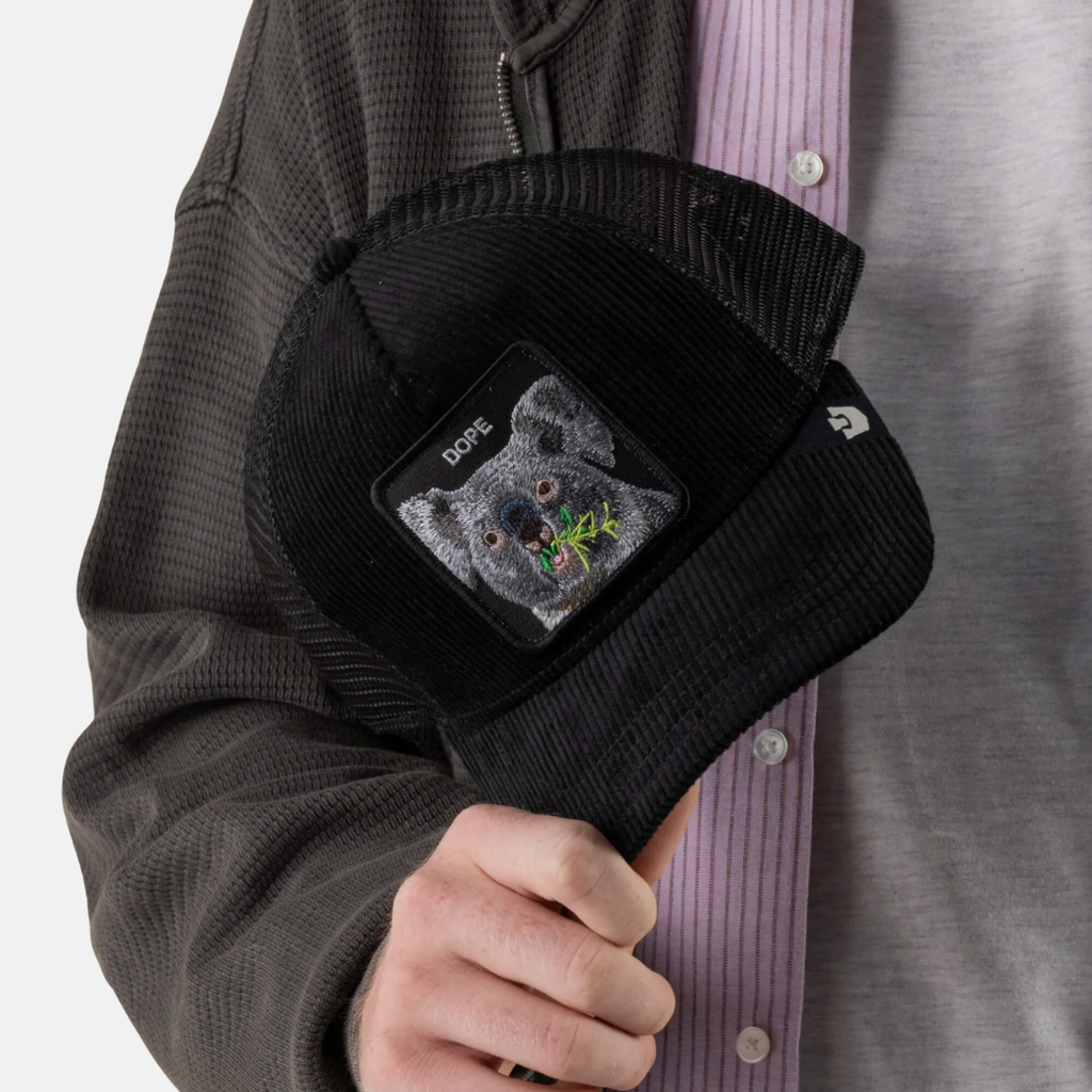 Dope Koala Corduroy Trucker - Black