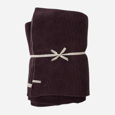 Cotton Knit Throw -  Aubergine