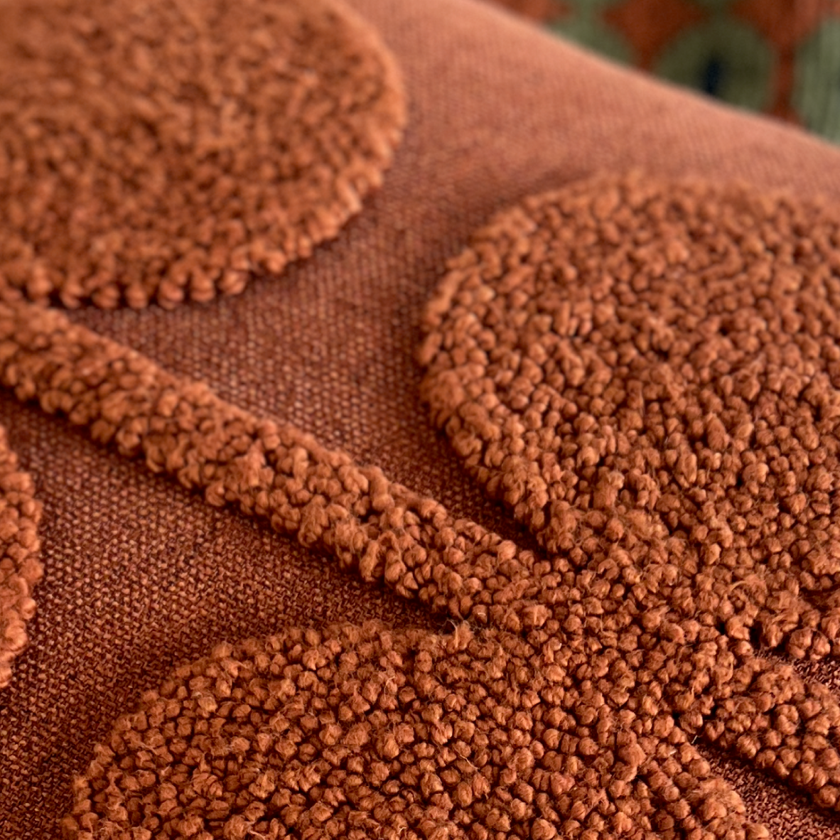 Punch Needle Scatter Cushion - Curvature Pattern 1 Rust