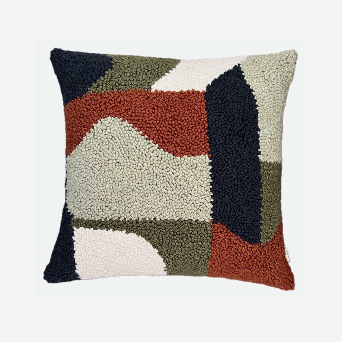 Punch Needle Scatter Cushion - Curvature Pattern 3 Rust & Olive