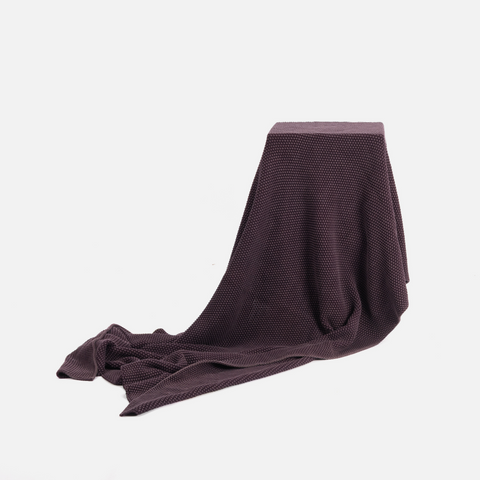 Cotton Knit Throw -  Aubergine