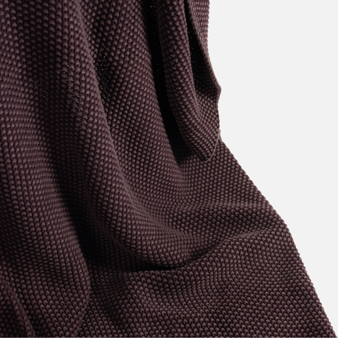 Cotton Knit Throw -  Aubergine