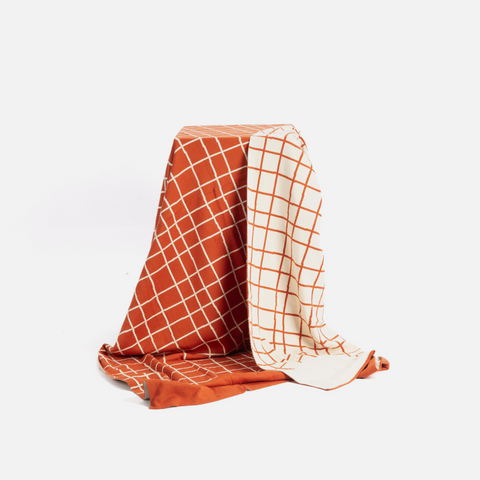 Cotton Knit Throw -  Terracotta Jagged