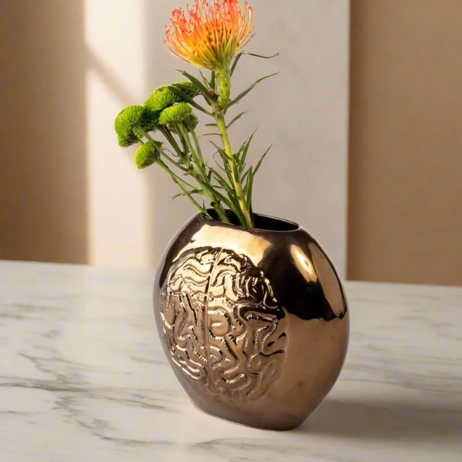 Creative Hub Brain Vase - Bronze