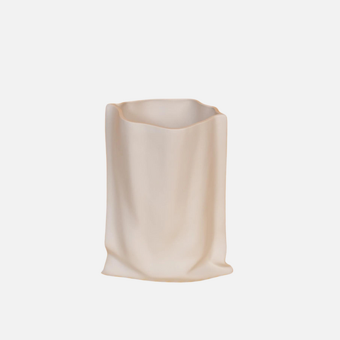 Matte White Paperbag Ceramic Vase