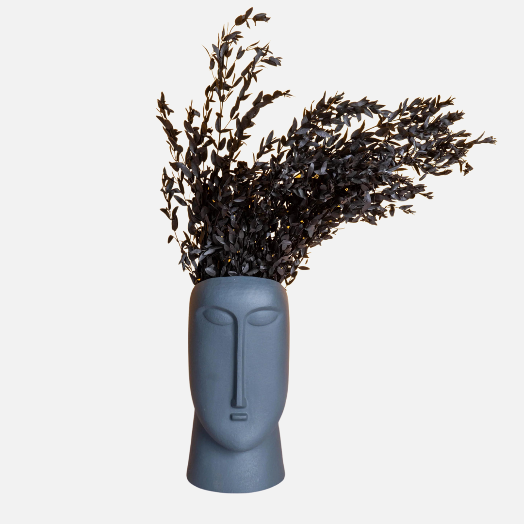 Navy Face Ceramic Vase