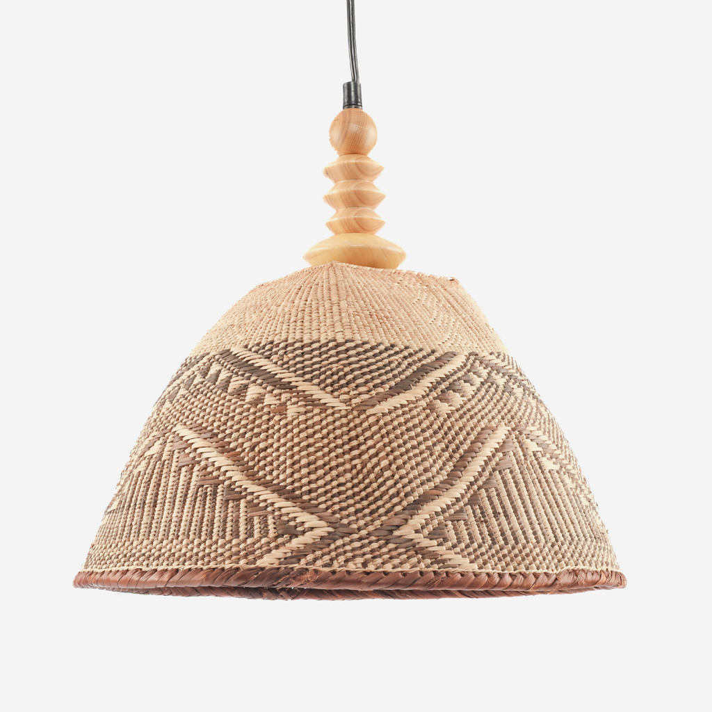 Dome Rattan Lampshade - Black & Natural