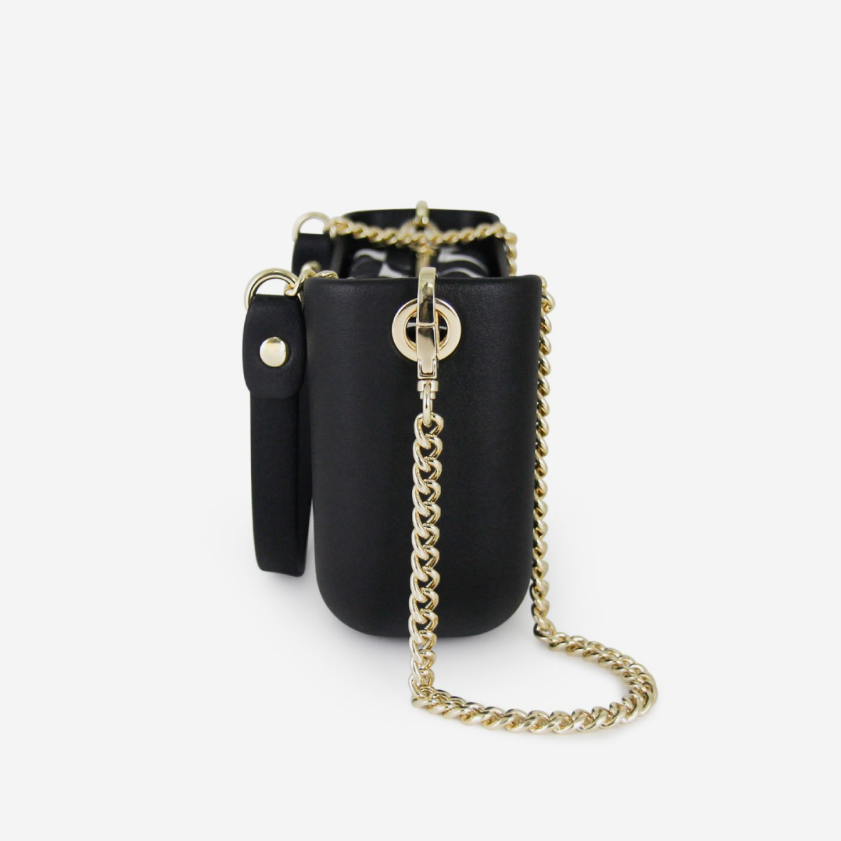 Classic Handbag - Black - Half Circles Inner - Gold Chain