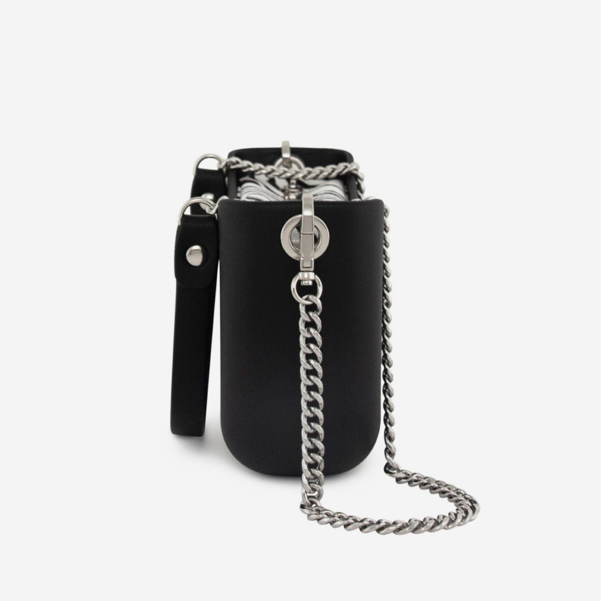 Classic Handbag - Black - Zebra  Inner - Silver Chain