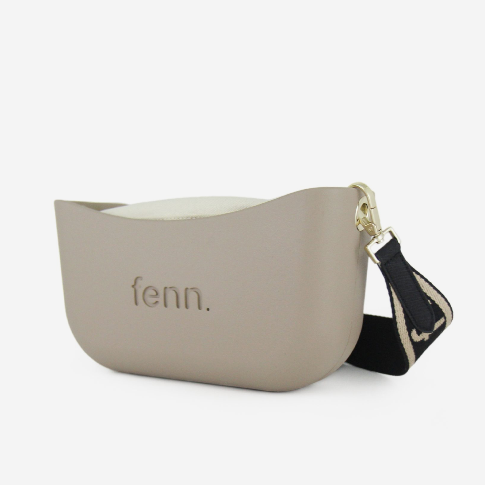 Classic Handbag - Stone - Beige Inner - Beige On Black Strap