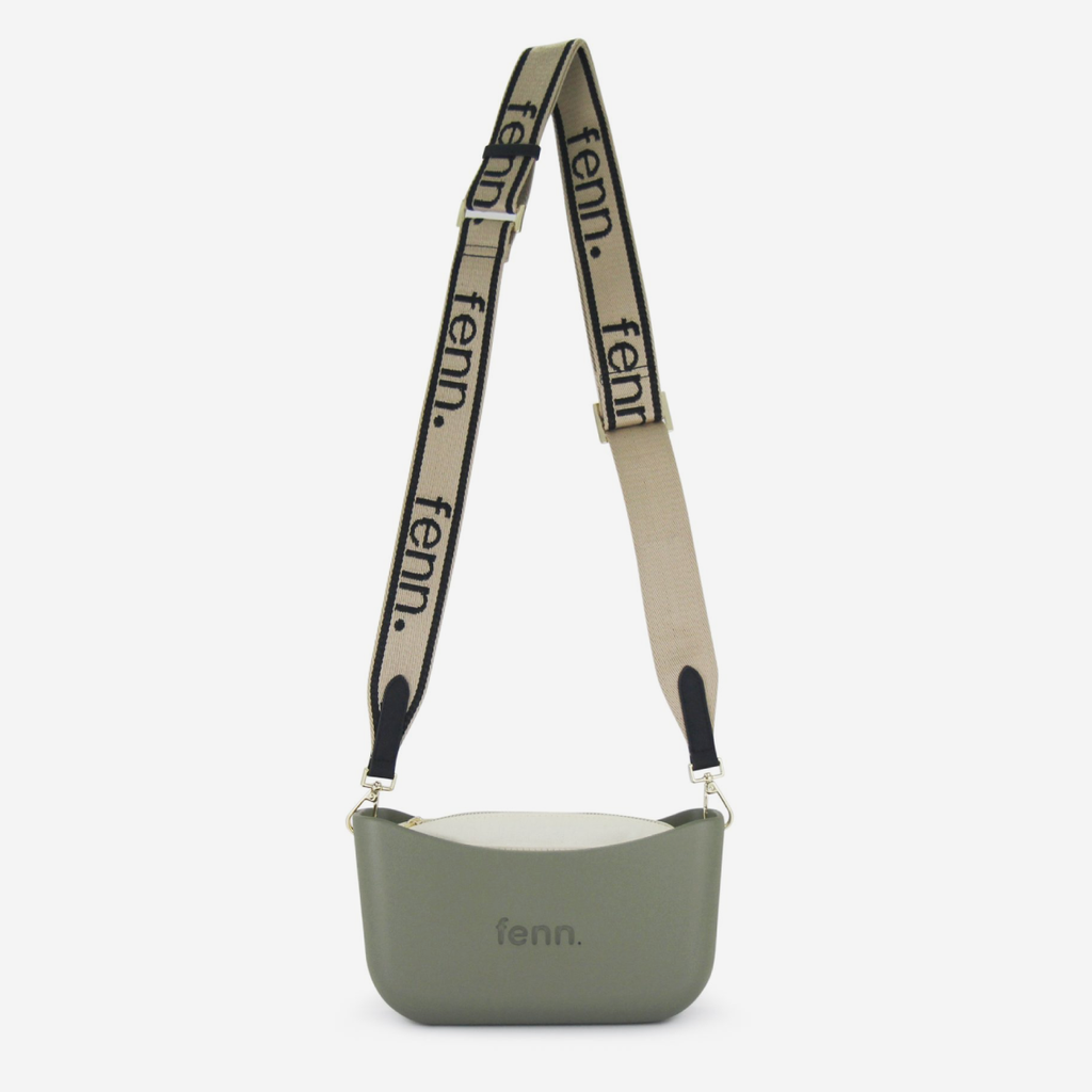 Classic Handbag - Watercress - Black On Beige Strap